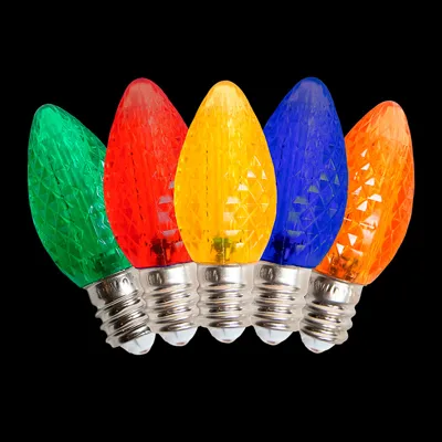 C7LEDF-MU — C7 LED Faceted Bulb – Multi (R/G/Y/B/O)