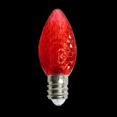 C7LEDF-RD — C7 LED Faceted Bulb – Red