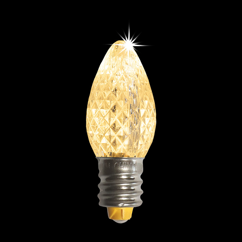 C7LEDF-SWWTW — C7 LED Faceted Bulb – Sun Warm White Twinkle